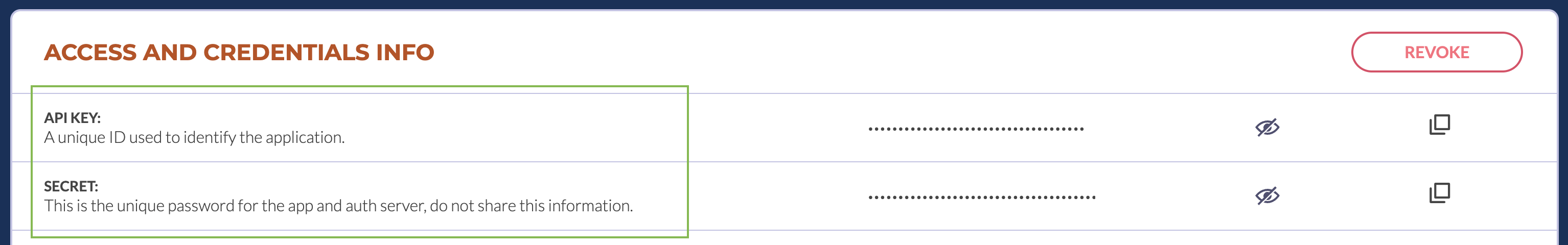 Access and Credentials Info